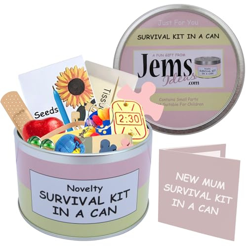Überlebensset in einer Dose für zukünftige Mütter Humorvolles Geschenk – Werdende Eltern/Mutter. Geschenk zur Geburt mit Grußkarte. -, rosa / cremefarben, 10 x 6 cm