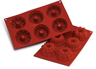 silikomart | SF061 Silikonform für FANTASY Monoportionen, antihaftbeschichtet, 6 Hohlräume, 1er Pack Kuchenform, Ø 75 h 40 mm, Made in Italy