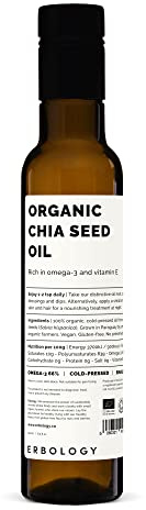 Huile de Graines de Chia 100% Bio 250 ml - Pressée à Froid - Riche en Oméga-3 (66%) et en Vitamine E - Sans OGM - Sans Additifs ni Conservateurs
