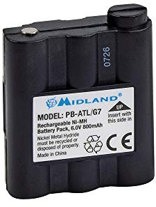 Midland - Batteria PB-ATL/G7 Walkie Talkie e Ricetrasmittenti Professionali, Compatibile con G7/G7XT/G7PRO, G9/G9PLUS/G9PRO, Pacific, 800mAh (6V), Ricaricabile Autonomia Prolungata Sostituzione Rapida