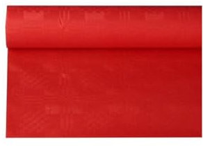 Papstar Papiertischtuch / Tischtuchrolle mit Damastprägung, rot (1 Stück), 8 x 1.2 m, einfaches Zuschneiden, für Haushalt oder jegliche Outdoor-Events, #18598
