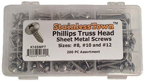 Stainless Steel Phillips Truss Sheet Metal Screw Assortment Kit