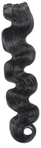 hair2heart Echthaar Tressen zum Einnähen Extensions Gewellt - 60cm 100g 2/0 schwarz