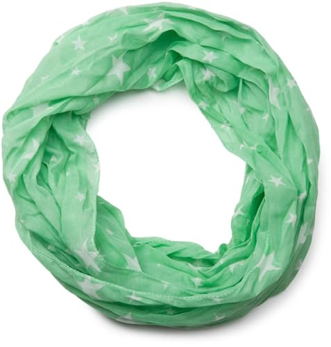styleBREAKER motif en étoile soyeuse tube de boucle foulard, soyeuse, froissée, unisexe 01016093, couleur:Vert-blanc