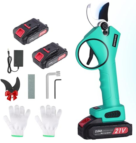 Forbici Potatura a Batteria con Lame SK7: Leggere Cesoie a Batteria per Potatura con Regolabile 30-20mm con 2 Batterie 2000mAh, Forbice potatura a Batteria per Potatura Giardino, Olivo, Ulivo, vigneti