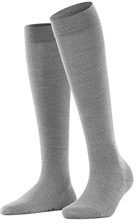 FALKE dam Knästrumpor Softmerino W Kh ull bomull lång enfärgat 1 par, Grå Light Grey Melange 3830, 39-40