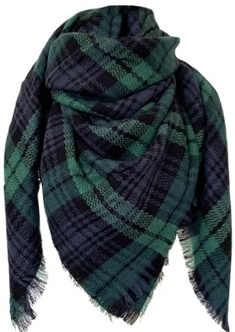 DELEY Retro Weiches Plaid Tartan Herbst Winter Schals Oversized Lange Stola Wrap Deckenschal Grün