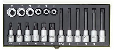 Proxxon 23296 Spezial-Steckschlüsselsatz für Vielzahnschrauben XZN, 18-teilig