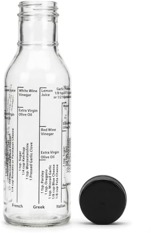 Kolder Salad Dressing Mixer Bottle with 8 Classic Light Recipes, Glass, 13-Ounce Capacity