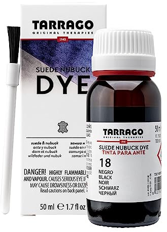 Tarrago | Tinte para Ante | Color Negro | Suede Nubuck Dye 50 ml | Tinte Para Zapatos, Calzado, Bolsos y Accesorios | Apto Para Ante Natural y Sintético, Nobuck y Similares