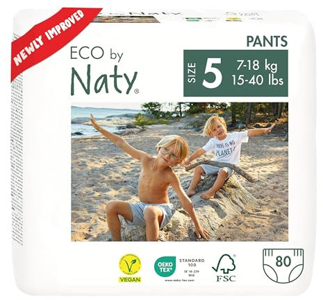 Naty Nappy Pants - Hypoallergenic and Chemical-Free Pull Ups, Highly Absorbent and Training Nappies for Boys and Girls (Size 5 – Pack of 4)
