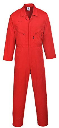 Portwest C813 Overall Liverpool Mit 8 Taschen Für Arbeitsbereiche | Rot, 2XL, Polyester-Baumwollgewebe, Elastische Rückenfalte, Zwei-Wege-Reißverschluss, Seitliche Zugangsöffnungen
