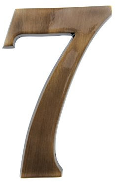 HUBER numero civico 7 in ottone 20 cm I numeri civici per casa & porta I numero civico XL I numero civico segni in ottone nobile 3D design, numero civico