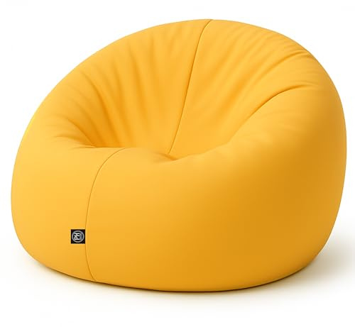 patchhome 2 en 1 Función Saco de Asiento Asiento Cojín Bean Bag – 125 cm diámetro – En & apto para exterior montado llenas disponible en varios colores, amarillo, 100cm Durchmesser