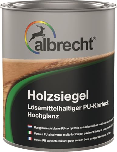 Albrecht Holzsiegel | Farblos Hochglanz 750 ml | PU‑Alkydharzlack | Strapazierfähige Holzversiegelung | Für Parkett, Möbel & Böden | Innen & Außen