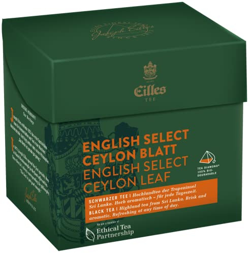 EILLES TEE Tea Diamond ENGLISH SELECT Ceylon Blatt im Pyramidenbeutel, 20er Box