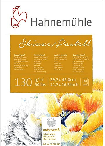 Skizze/Pastell-Block 100% Hadern 130g/m², DIN A3, 30Blatt