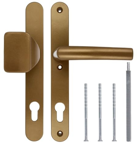 Türgriff/Türdrücker/Türklinke/Drückergarnitur DHS 92mm (Schildbreite 32mm) - Gold F4 - mit Knauf