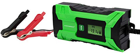 Motorkit MOTOR16519 Cargador de batería con indicador LCD, Para baterías de plomo, Verde, 4A