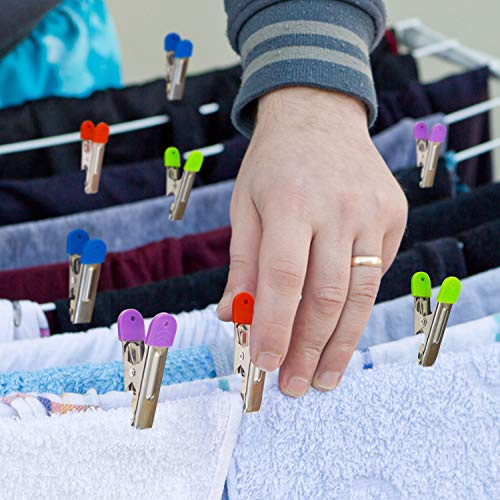 80 Stainless Steel Laundry Pegs Colourful Soft Grip Plastic Pads Long Lasting no Stains use in Garden Balcony or Indoors Bargain Length 6 cm