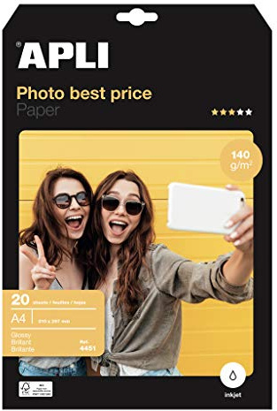 APLI 004451 20 Pz Carta Fotografica Lucida 210 x 297 mm 135 g