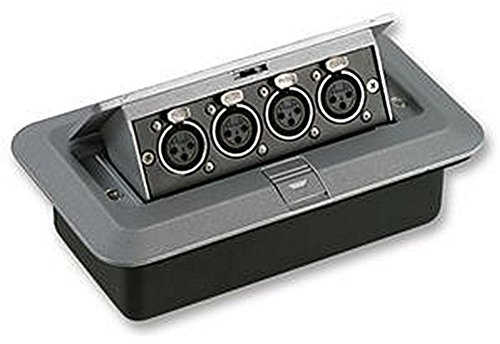 Boden, 4 x XLR-Buchsen einen A/V Pop Teller dem kann verwendet werden, auf Professionelle Installationen für wahlweise Wand- oder Bodenmontage und kommen mit einer Fitted Metall Back Box, die über Knock Outs zu akzeptieren Kabel. Rugged Stahl Multimedia Boden Box, eingeklinkt und ideal für Böden und Wände Easy Fit Maße (BxHxT) 190 x 110 x 50 Cut Out 165 x 84 mm Höhe, wenn erhöhte 50 mm Anschlüsse 4 x XLR-Buchsen