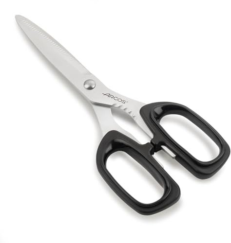 ARCOS Prochef Tijeras de Cocina de Acero Inoxidable 200mm y Mango de Polipropileno. Tijeras para Cortar carnes y Verduras. Color Negro
