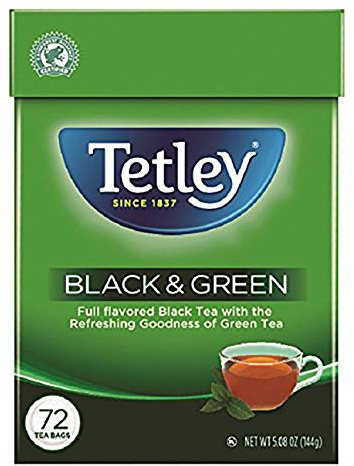 Tetley Teabags, Black and Green, 72 Teabags (Packaging may vary)
