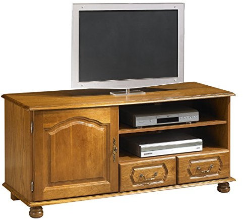 Générique Actual Diffusion Meuble TV 60 Pouces Chêne 1 Porte 2 Tiroirs 46,5 x 133,6 x 60,3 cm