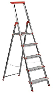 Escalera Aluminio Rolser BRICO 220 5 Peldaños Anchos. Certificada según Norma Europea EN-131 para Uso doméstico y Profesional.