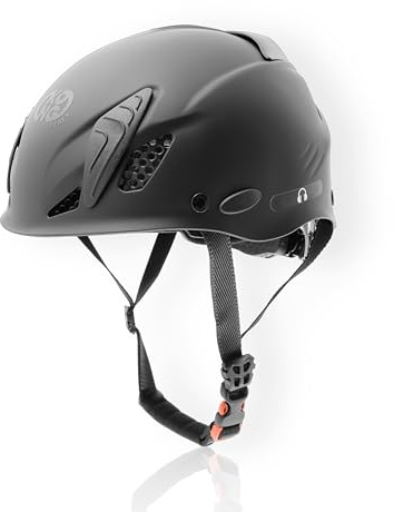 Kong. Mouse Sport. Casco da arrampicata. Compatibile con cuffie e visiera. Casco di Sicurezza. CE EN 12492. 375g. Taglia Unica. Regolabile 52-64.cm. Nero Soft Touch