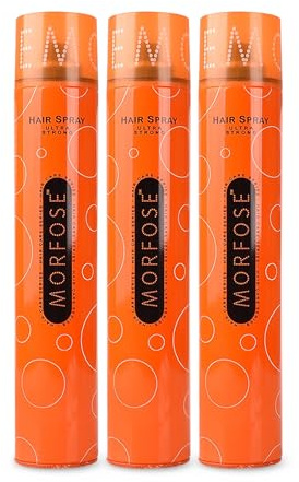 Morfose Haarspray Ultra Strong 3 x 400ml – Extra starker Halt, Anti-Frizz, Volumen & Glanz – Haarspray für langanhaltendes Styling ohne Rückstände
