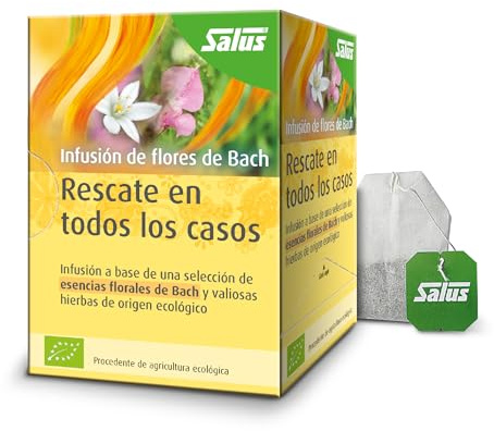 Salus - Infusión de Flores de Bach - Rescate en Todos los Casos - 15 Sobres - Ayuda a Levantar el Ánimo - Elaborada a Base de una Selección de Esencias Florales y Valiosas Hierbas