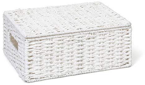 ARPAN Cestino in Corda di Carta con Coperchio, Colore: Bianco, Naturale, Medium