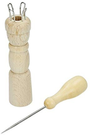 efco Piastrelle per lavoro a maglia, 4 ganci, diametro foro 10 mm, 24 x 93 mm, legno naturale grezzo – 1 pezzo