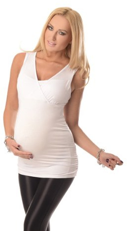 Purpless Maternity Pregnancy Nursing Top Sleeveless Shirt Pregnant Breastfeeding Women Blouse 7005 (12, White)