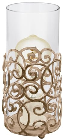 EGLO Tischlampe Cardigan, 1 flammige Tischleuchte Vintage, Retro | Nachttischlampe aus Stahl und Glas, Wohnzimmerlampe in Braun-Patina, Klar, Lampe mit Schalter, E27 Fassung