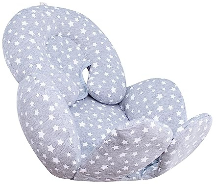 JYOKO Kids Sitzverkleinerer Antiallergikum Universal Baby 100% Baumwolle (White Star, Enthält eine Kopf- und eine Körperstütze)