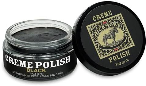 Bickmore Cream Shoe Polish - Black Leather Shoe Care, Nourishing Formula, Fills Scratches, High-Gloss Shine, Long-Lasting, Made in USA
