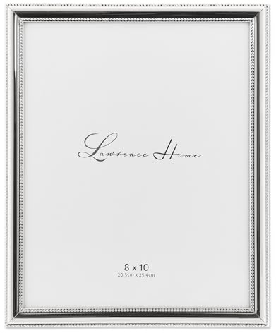 Lawrence Frames 510780 8x10 Metal Picture Frame Silver-Plate with Delicate Beading