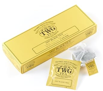 TWG Tea | 1837 Black Tea | Thé Noir | Fruits et Fleurs | 15 Sachets de Thé en Coton Cousus à la Main | Coffret Cadeau