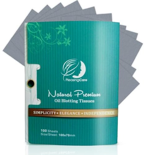 Natural Facial Oil Blotting Paper Sheets - Bamboo Charcoal 100 Counts, Easy Take Out Design - Top Oil Absorbing Tissues, Premium Handy Face Blotting Sheets - Facial Skin Care or Make Up Must Have!