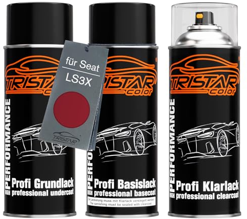 TRISTARcolor Billack sprayburkar för Seat LS3X Rojo Rubi Perl + klarlack