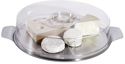 Quesera Con Tapa, de acero inoxidable 18/0, campana de poliestireno transparente/diámetro Dia. 30 cm, altura: 7 cm, ERK