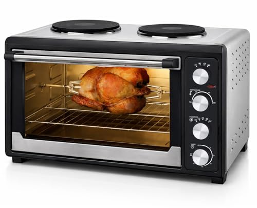 Syntrox Germany 60 Litre Mini Oven with Convection, Rotisserie & Double Burner - Countertop Oven