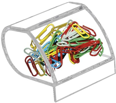 Kantek Clear Acrylic Paper Clip Holder, Angled Open Design, 3.1 x 3.3 x 2.6, Non-Skid Feet, Office Organizer, Desk Accessory