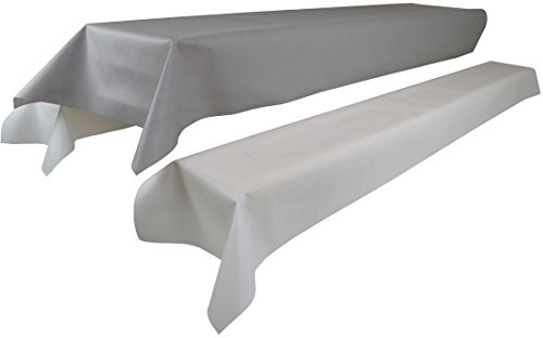 Sensalux Tischdecke, 1,18m x 2,50m, grau und Zwei weiße Bankauflagen