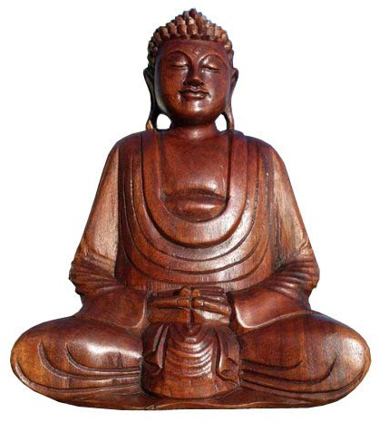 Wogeka - Super schöner 30 cm Buddha Meditation - Handarbeit aus Holz geschnitzt als besondere Geschenk-Idee für Asia Fans zu Geburtstag, Weihnachten zur Deko Budda Feng Shui BMHU30
