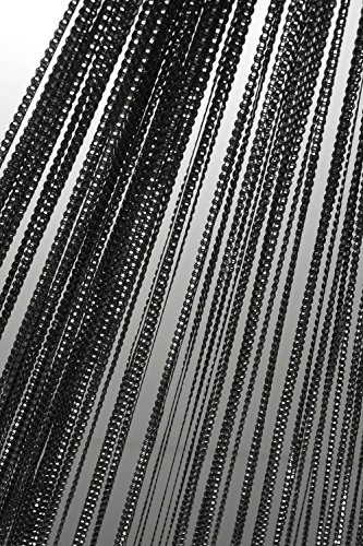 Haus und Deko Fadenvorhang Fadengardine mit Lurex veredelt Metallic Effekt Gardine Vorhang schwarz 140x250 cm
