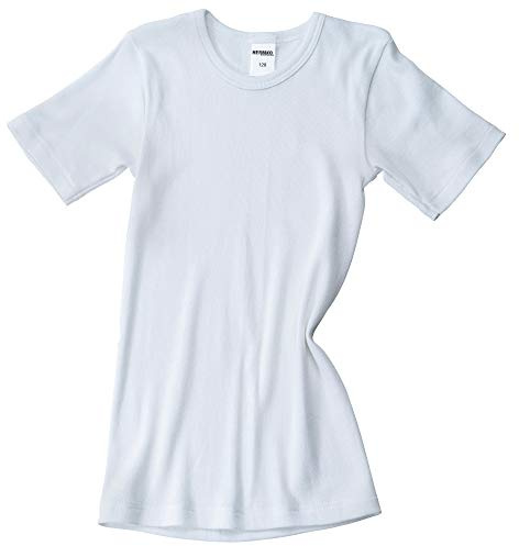 HERMKO 2810 3er Pack Kinder Kurzarm Unterhemd für Mädchen + Jungen aus Bio-Baumwolle, Farbe:weiß, Größe:128